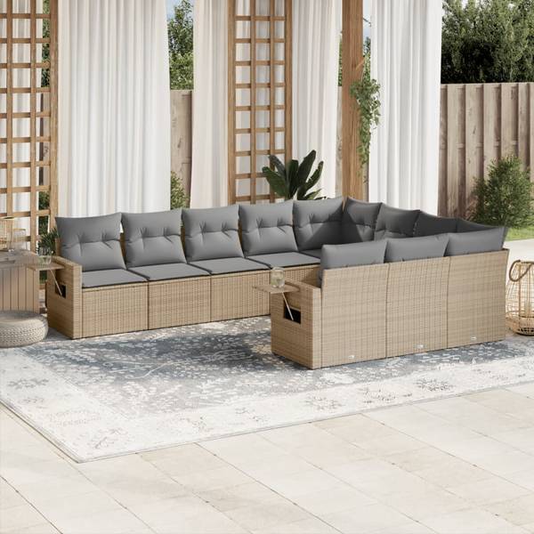 Garten-Lounge-Set 3034412-1 10-teilig Beige - Grau