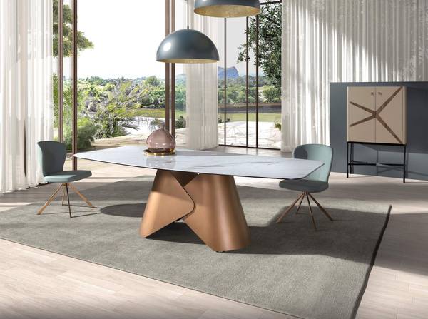 Esstisch 1172 Weiß - Messing - Marmor - 240 x 76 x 120 cm