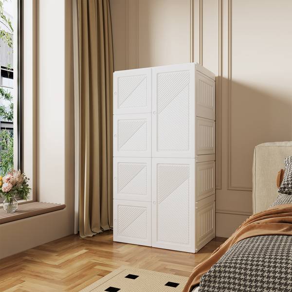 Kleiderschrank AHUI-2 Weiß - Kunststoff - 50 x 136 x 69 cm