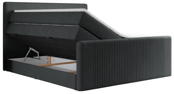 Boxspringbett KING DOREN Graphit - Breite: 160 cm - H4