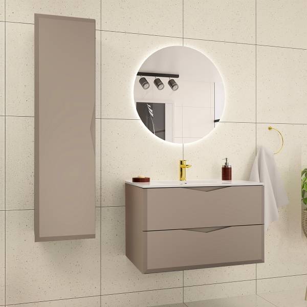 Hangende kolom Ellie beige - plaatmateriaal op houtbasis - 35 x 130 x 32 cm