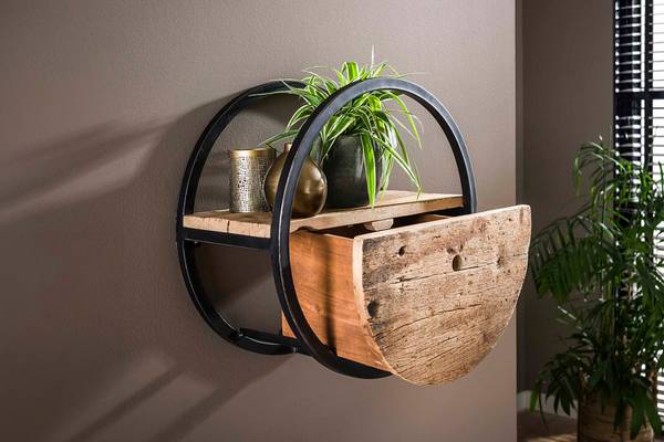 Wandregal RADEL Braun - Massivholz - 50 x 50 x 25 cm