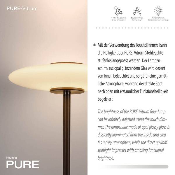 LED Stehleuchte PURE Vitrum Dunkelbraun - Graumetallic