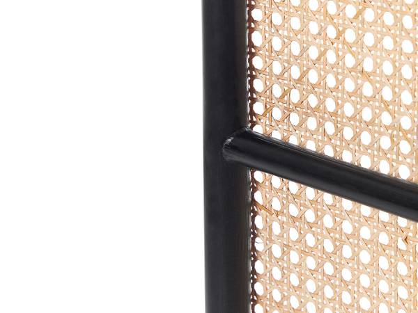 Paravent POTENZA Schwarz - Blau - Braun - Rattan - 105 x 180 x 3 cm