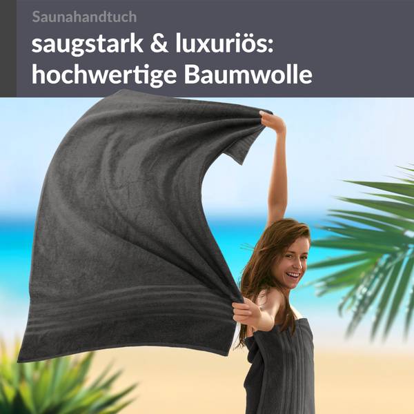 Saunahandtuch London 2er-Set Grau - Frottee - 80 x 1 x 200 cm
