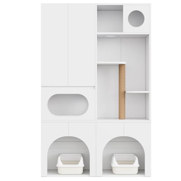 Haustierschrank BAMU23 Ⅳ Weiß - Holzwerkstoff - 45 x 195 x 140 cm
