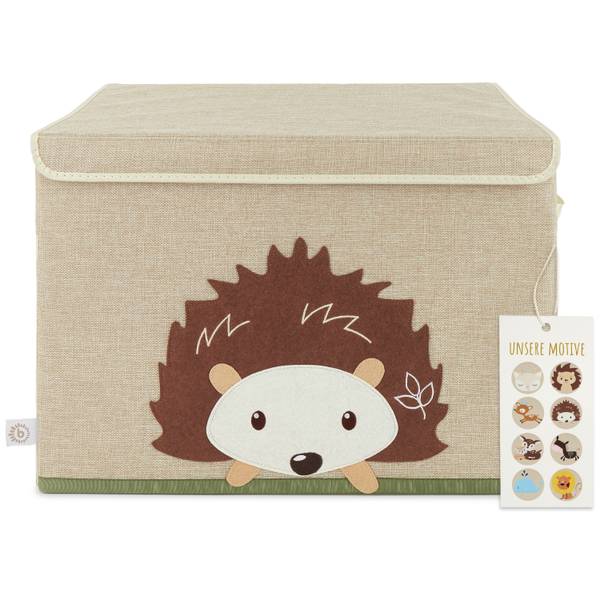 Aufbewahrungsbox mit Deckel Igel Beige - Textil - 36 x 51 x 36 cm