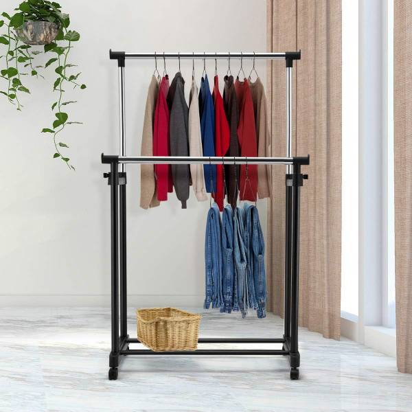 Kledingrek TI75054NL zwart - metaal - 43 x 168 x 86 cm