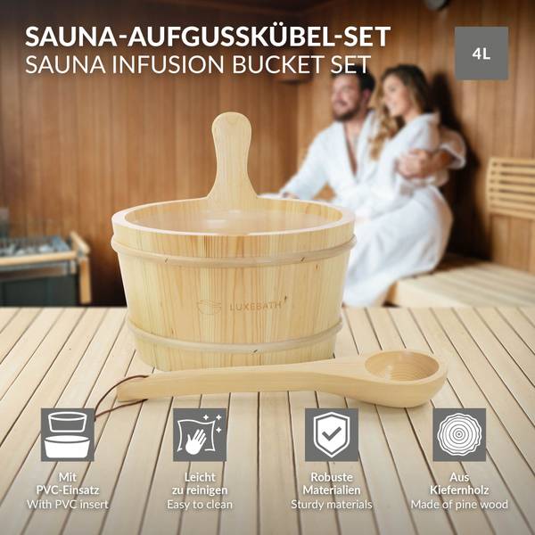Saunazubehör-Set VAPOR 2-tlg. Braun - Massivholz - 27 x 26 x 27 cm
