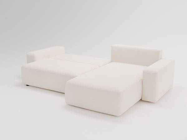 Ecksofa TAZONES Creme - Armlehne beidseitig montierbar - Ecke davorstehend rechts - Ottomane davorstehend rechts