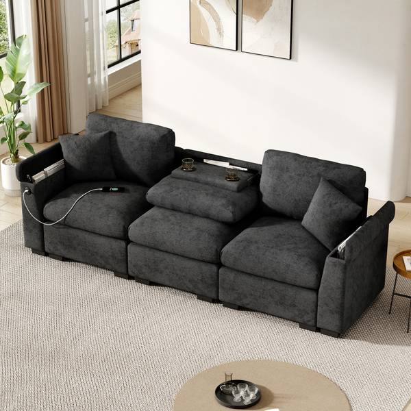 3-Sitzer Sofa ChenilKiss Grau
