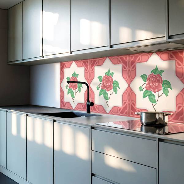 Fliesen Rahmen Blume 4er Set 50 x 50 cm