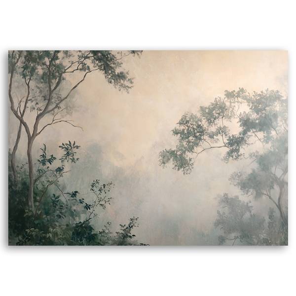 Wandbild nebel im wald 120 x 80 cm