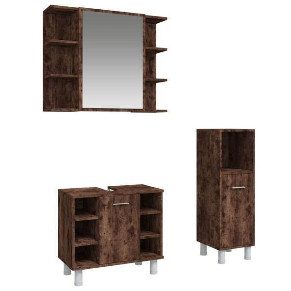 Badezimmermöbel-Set 3003946 (3-teilig) Braun - Polyester - 80 x 64 x 20 cm