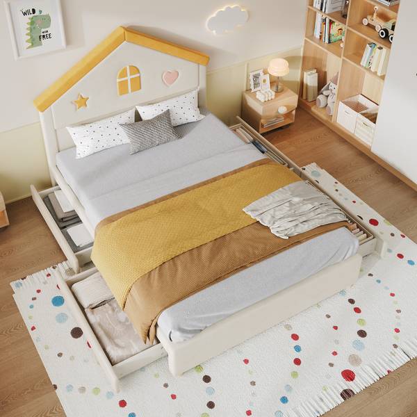 Kinderbett TIEMU45 Ⅰ Beige - 147 x 127 x 208 cm