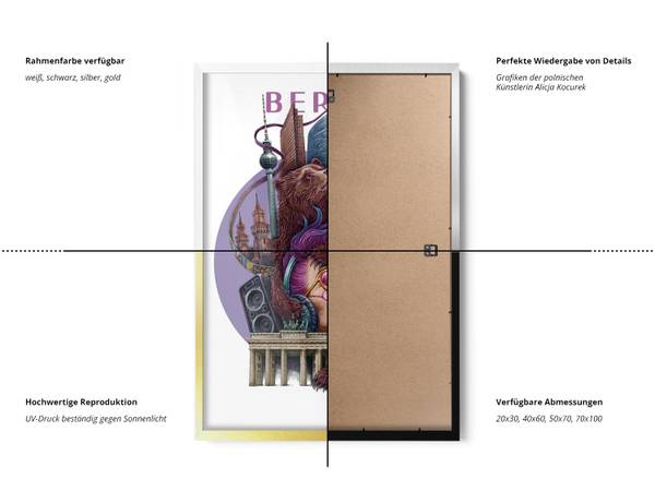 Bild Berlin Berliner Mauer Schwarz - 20 x 30 cm