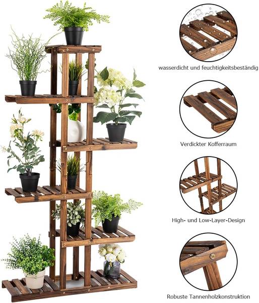 Plantenrek SF5782NL bruin - plaatmateriaal op houtbasis - 75 x 140 x 25 cm