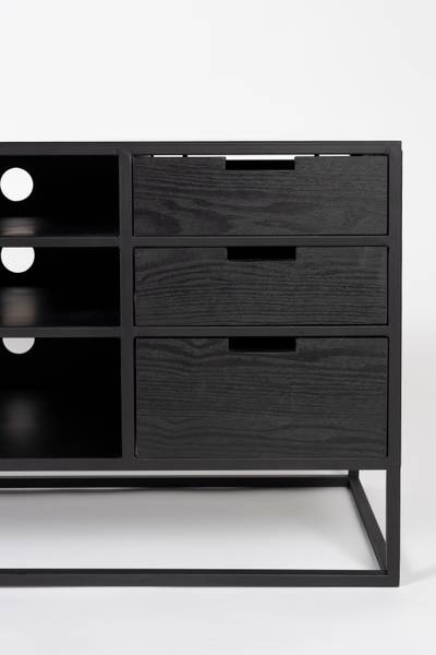 Beistelltisch LI Schwarz - Massivholz - 38 x 55 x 150 cm