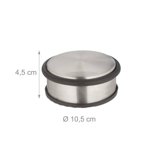 Edelstahl Türstopper im 4er Set Schwarz - Silber - Metall - Naturfaser - Kunststoff - 11 x 5 x 11 cm