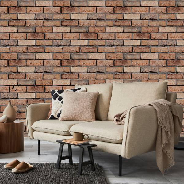 VLIES TAPETE Rolle Steinoptik Ziegel 3D Beige - Braun - Grau - Orange - Papier - 50 x 1000 x 1000 cm