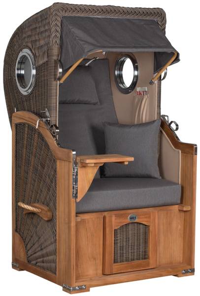Strandkorb Düne 1 Sitzer Grau - Teakholz - 96 x 165 x 80 cm
