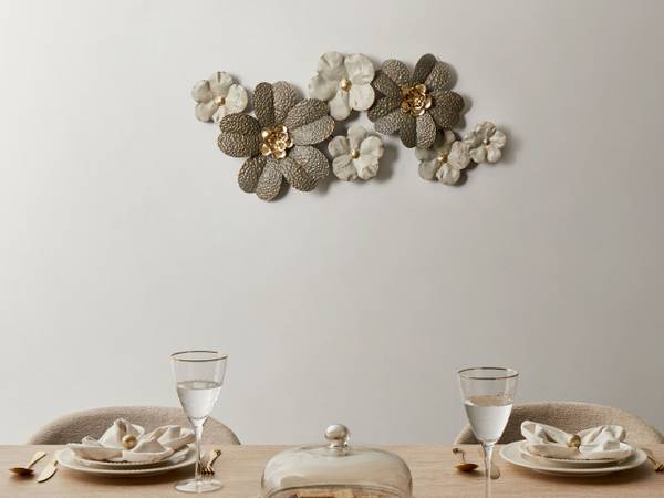 Wandobjekt LANTHANUM Beige - Gold - Grau - Metall - 91 x 52 x 7 cm