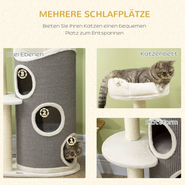 Katzenbaum BB7246 Weiß - Massivholz - 47 x 44 x 85 cm
