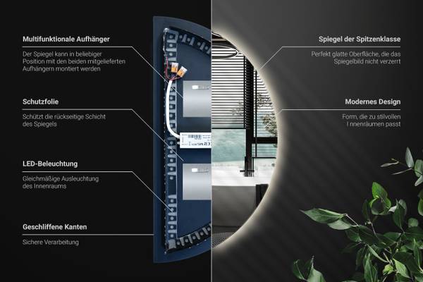 LED-Spiegel Mond 30 x 60 cm