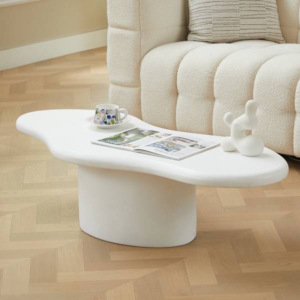 Couchtisch TORNIO Weiß - Stein - 129 x 11 x 59 cm