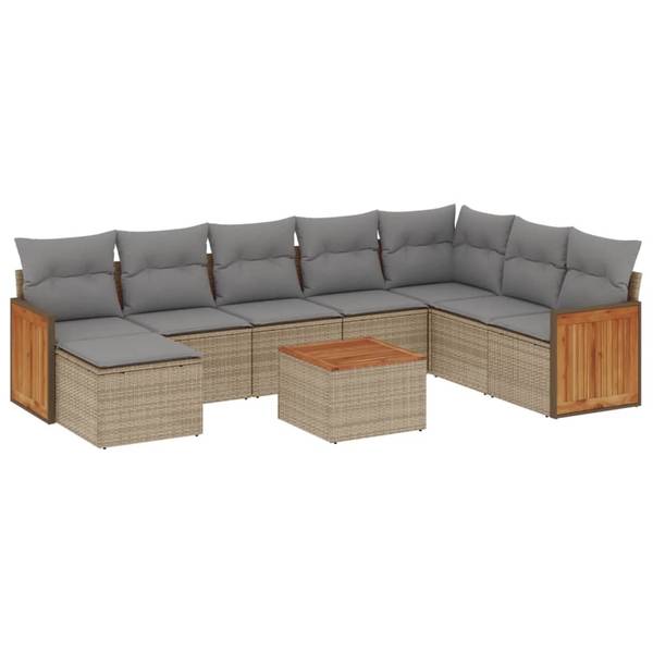 Salon de jardin 3036084-2 (lot de 9) Beige - Gris - Gris lumineux