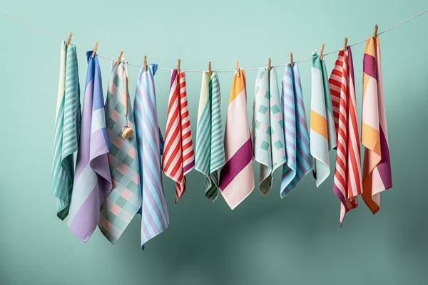 Küchentuch Myla 3er-Set Orange - Violett - Rot - Türkis - Textil - 45 x 1 x 45 cm