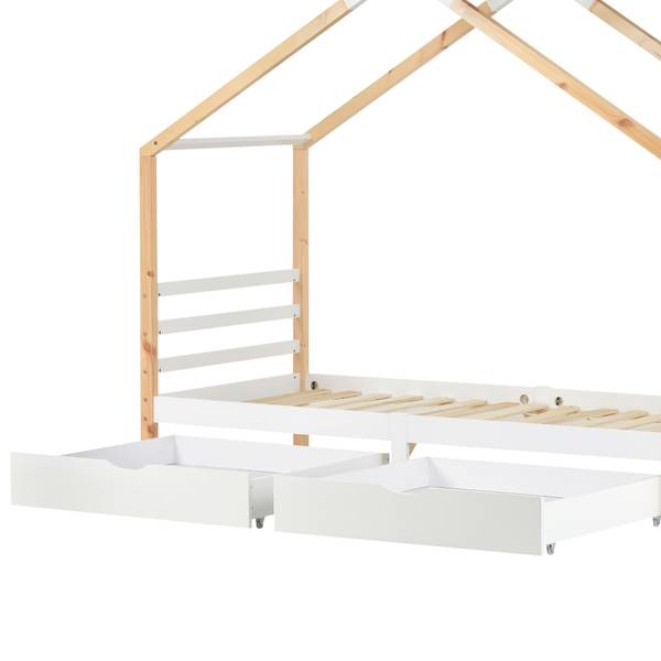 Kinderbed HomeyⅠ wit - grenenhout - 96 x 183 x 210 cm