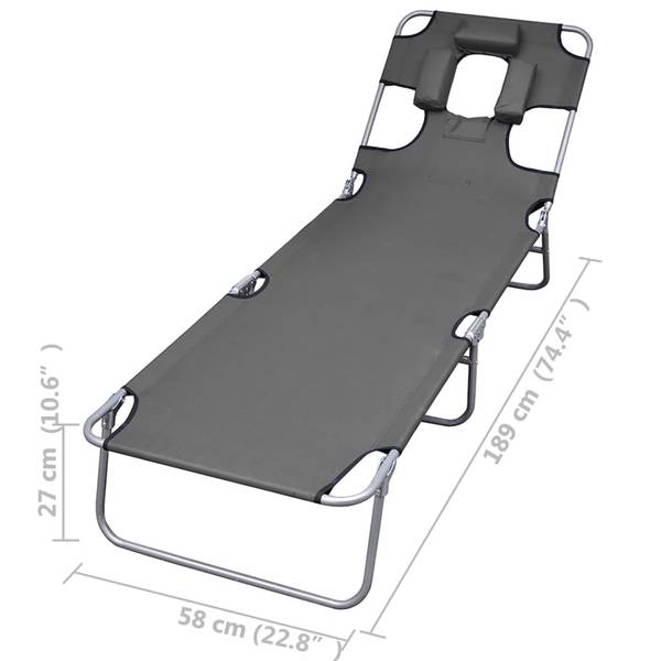 Sonnenliege 3005315 Grau - Stahl - 58 x 27 x 189 cm