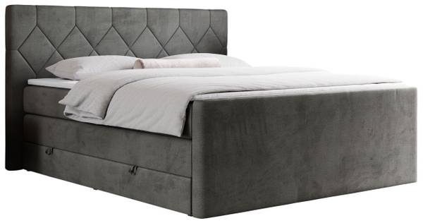 Boxspringbett KING EIGAR Grau - Breite: 200 cm - H4