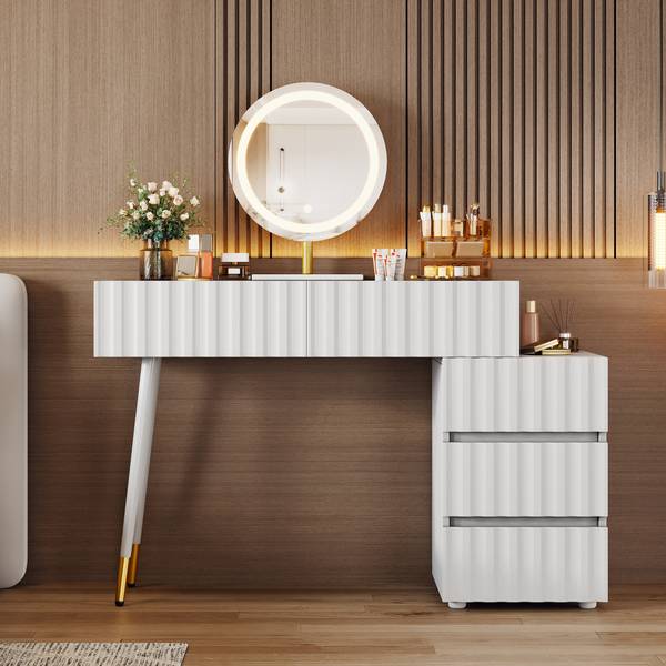 Schminktisch Strinqrin Weiß - Holzwerkstoff - 37 x 127 x 100 cm