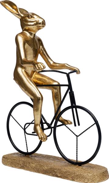 Deko Objekt Cyclist Rabbit Gold - Stahl - Polyresin - 29 x 39 x 14 cm