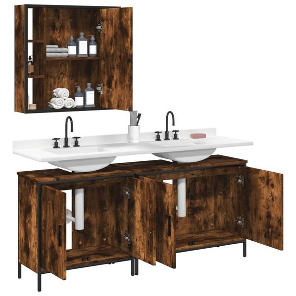 Badmöbel 3033721 3-teilig Braun - Holzwerkstoff - 16 x 60 x 60 cm