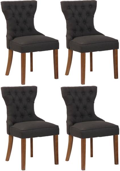 Eetkamerstoelen Franca set van 4 lavagrijs - textiel