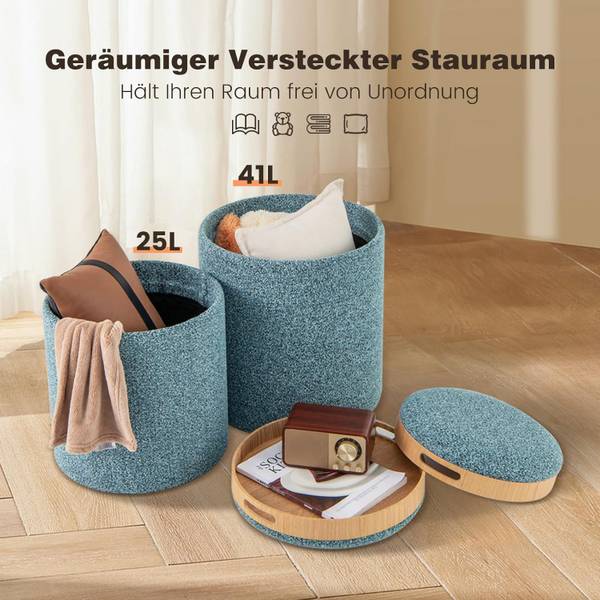Sitzhocker VH33812DE(2er Set) Blau - Holzwerkstoff - 39 x 45 x 39 cm