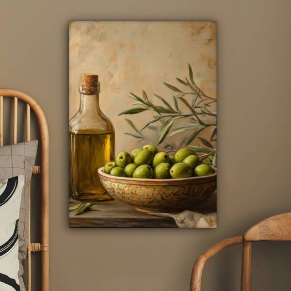 LEINWANDBILD Oliven Grün - Baumwollstoff - 60 x 80 x 2 cm