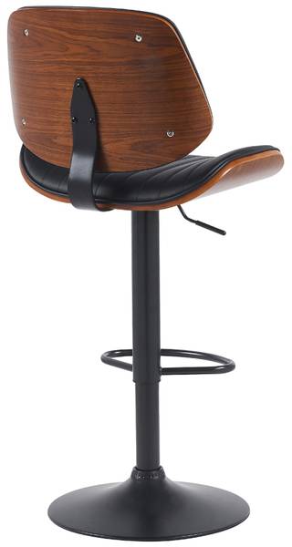 Barkrukken Clawson set van 2 zwart - walnoothouten look - zwart - set van 2 - kunstleer