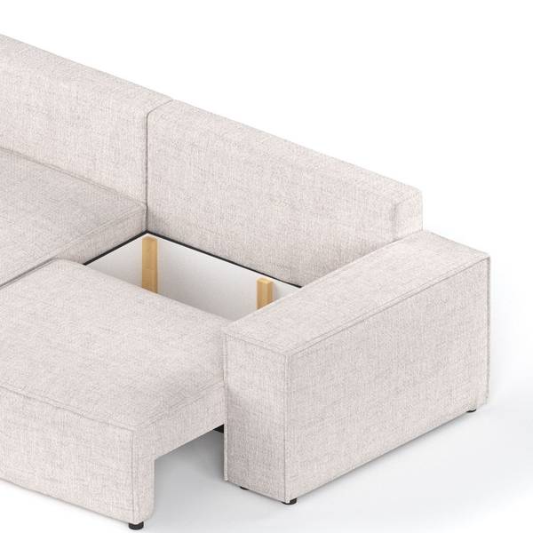 Ecksofa SENSO mit Schlaffunktion Hellbeige - Armlehne beidseitig montierbar - Ecke davorstehend links - Ottomane davorstehend links