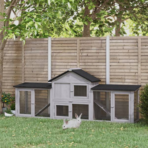 Kleintierstall D51-103GY Grau - Massivholz - 46 x 85 x 210 cm