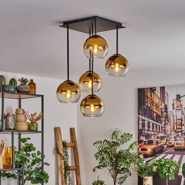 Deckenleuchte Cesaro Gold - Aluminium - Klarglas - 26 x 59 x 26 cm
