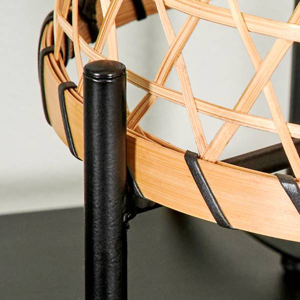 Tischleuchte Decollatura Beige - Schwarz - 19 x 53 x 19 cm - Flammenanzahl: 1 - Metall - Rattan