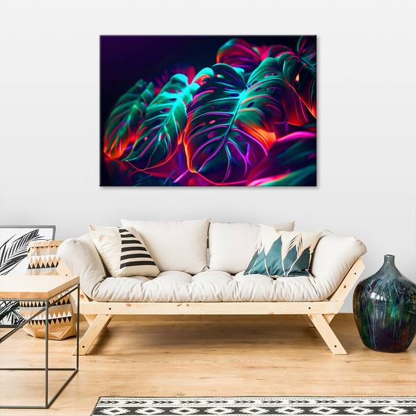 Wandbild Monstera Blätter futurish 120 x 80 cm