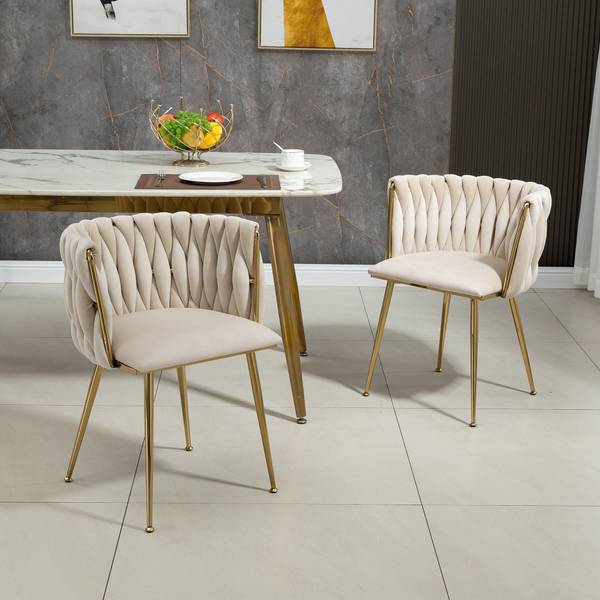 Esszimmerstühle-B2398 2er-Set Beige - Metall - 52 x 72 x 54 cm