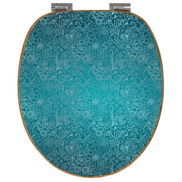 WC-Sitz mit Absenkautomatik Mandala Land Blau - Bambus - Holzwerkstoff - 38 x 5 x 49 cm