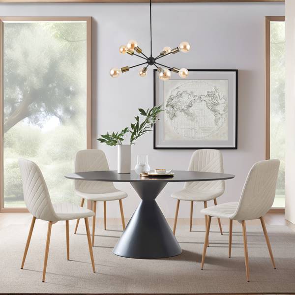 Esszimmerstuhl Köfering 4er Set Beige - Polyester - Stahl - 44 x 88 x 55 cm