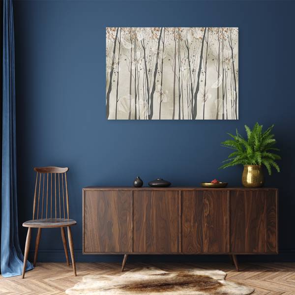 Wandbild bäume blumen und schmetterlinge 100 x 70 cm